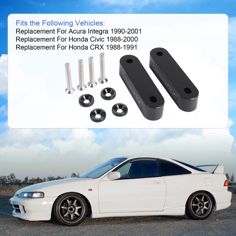 JDMSPEED فاصل غطاء محرك أسود مؤكسد 3/4" بديل لهوندا سيفيك CRX ديل سول أكورا إنتغرا - Image 2